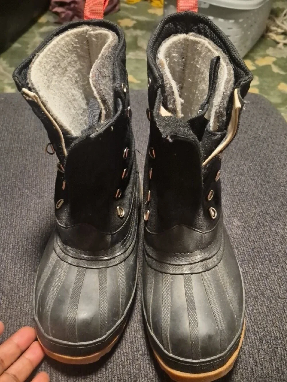 Tommy Hilfiger Black and Brown Expedition Duck Boots